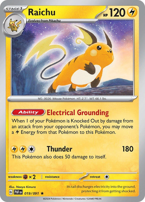 Pokemon Raichu - 019/091 019/091 SV: Paldean Fates Holo - EternaCards