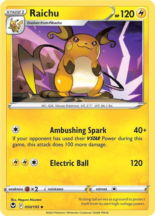 Pokemon Raichu 050/195 SWSH12: Silver Tempest Normal - EternaCards