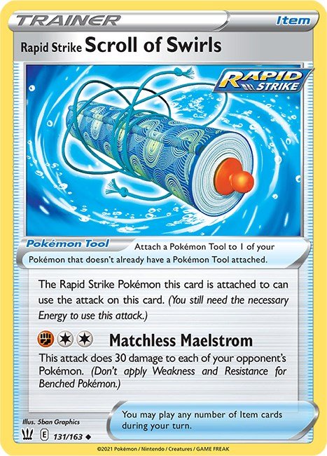 Pokemon Rapid Strike Scroll of Swirls 131/163 SWSH05: Battle Styles Reverse Holo - EternaCards