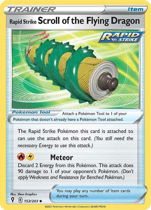 Pokemon Rapid Strike Scroll of the Flying Dragon 153/203 SWSH07: Evolving Skies Reverse Holo - EternaCards