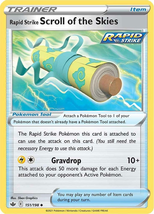Pokemon Rapid Strike Scroll of the Skies 151/198 SWSH06: Chilling Reign Reverse Holo - EternaCards