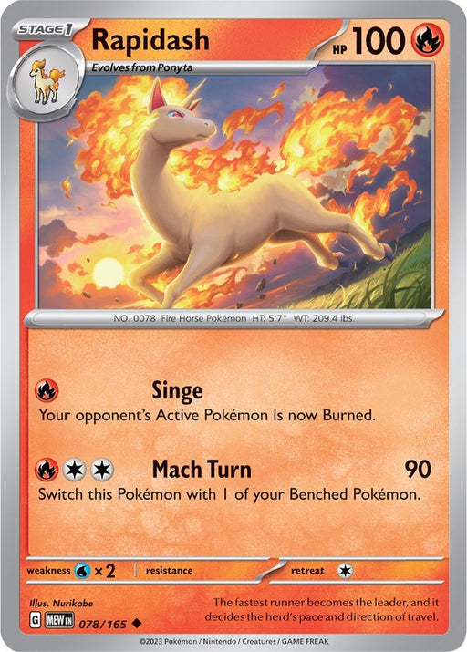 Pokemon Rapidash 078/165 SV: Scarlet & Violet 151 Reverse Holo - EternaCards