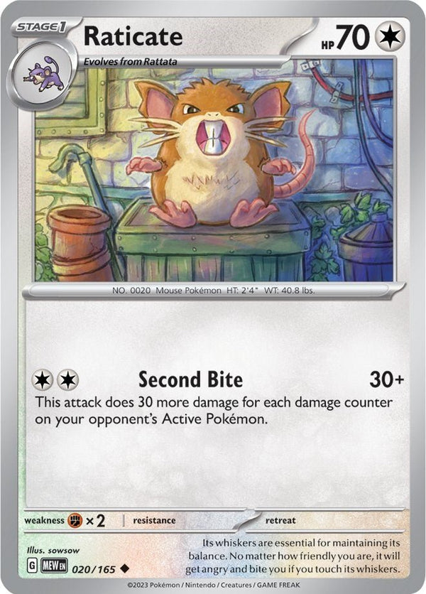 Pokemon Raticate 020/165 SV: Scarlet & Violet 151 Normal
