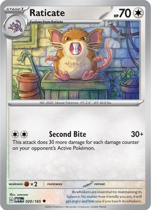 Pokemon Raticate 020/165 SV: Scarlet & Violet 151 Normal - EternaCards