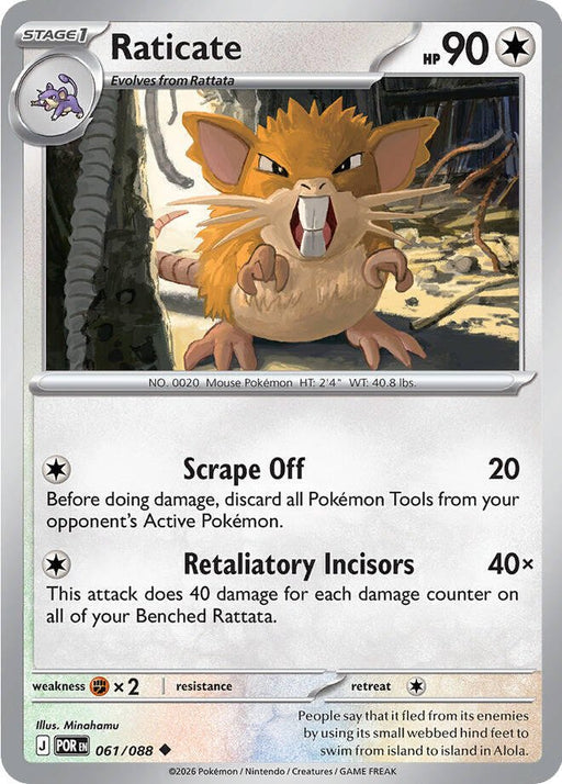 Pokemon Raticate - 061/088 061/088 ME03: Perfect Order Reverse Holofoil - EternaCards