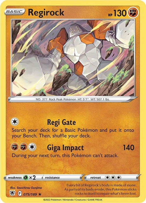 Pokemon Regirock 075/189 SWSH10: Astral Radiance Normal - Eterna Cards