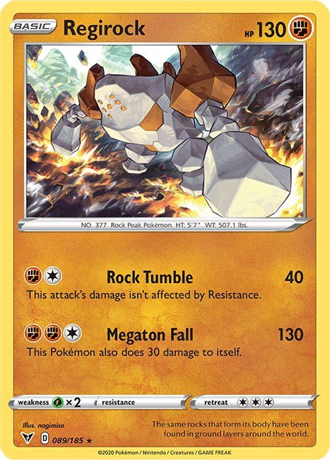 Pokemon Regirock 089/185 SWSH04: Vivid Voltage Reverse Holo - EternaCards