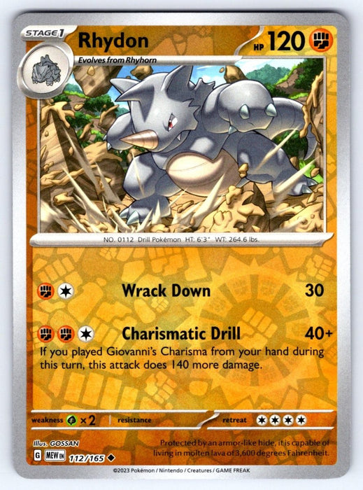 Pokemon Rhydon 112/165 SV: Scarlet & Violet 151 Normal - Eterna Cards