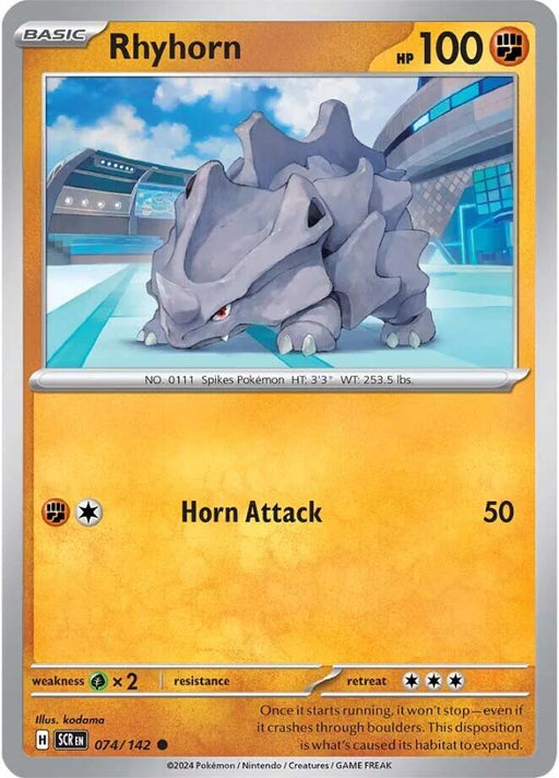 Pokemon Rhyhorn 074/142 SV07: Stellar Crown Reverse Holo - EternaCards
