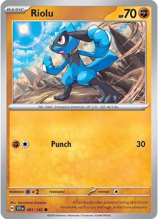 Pokemon Riolu 081/142 SV07: Stellar Crown Reverse Holo - EternaCards