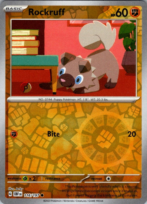 Pokemon Rockruff 116/197 SV03: Obsidian Flames Normal - Eterna Cards