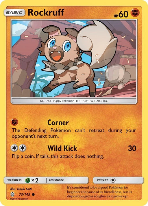 Pokemon Rockruff 73/145 SM - Guardians Rising Reverse Holo - EternaCards