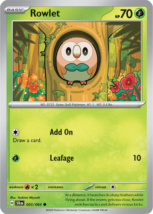Pokemon Rowlet 003/064 SV: Shrouded Fable Reverse Holo - EternaCards