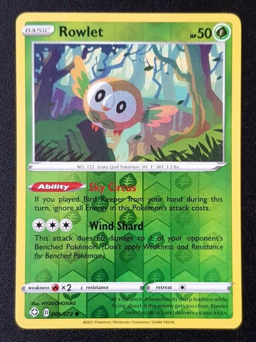 Pokemon Rowlet 006/072 Shining Fates Normal - Eterna Cards