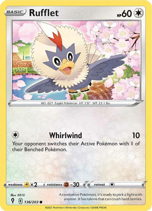 Pokemon Rufflet 136/203 SWSH07: Evolving Skies Reverse Holo - EternaCards