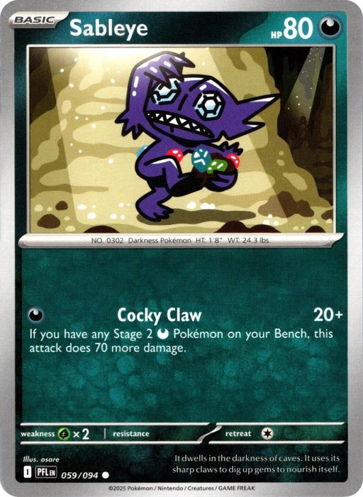 Pokemon Sableye 059/094 ME02: Phantasmal Flames Normal - EternaCards