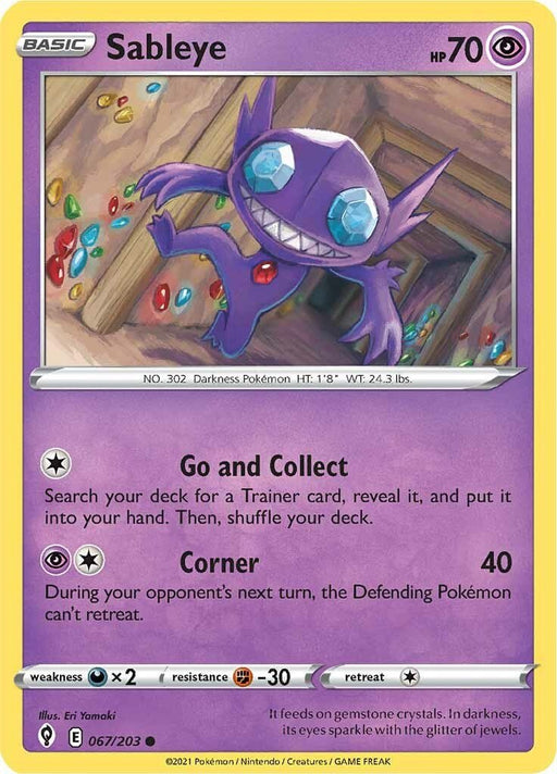 Pokemon Sableye 067/203 SWSH07: Evolving Skies Normal - Eterna Cards