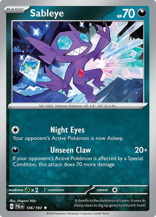 Pokemon Sableye 136/193 SV02: Paldea Evolved Holo - EternaCards