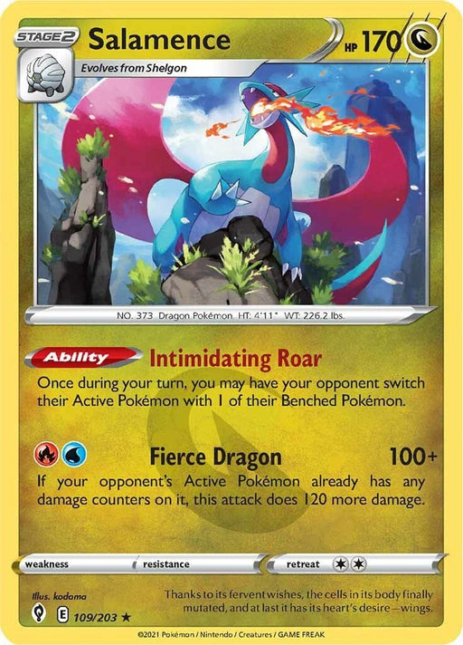 Pokemon Salamence 109/203 SWSH07: Evolving Skies Reverse Holo - EternaCards
