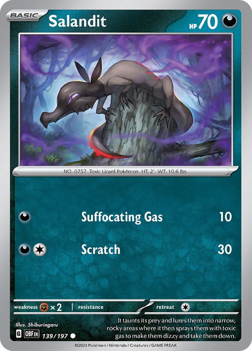 Pokemon Salandit 139/197 SV03: Obsidian Flames Normal - EternaCards