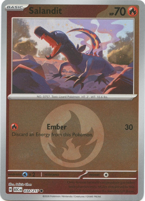 Pokemon Salandit (Energy Symbol Pattern) 034/217 ME: Ascended Heroes Reverse Holo - Eterna Cards