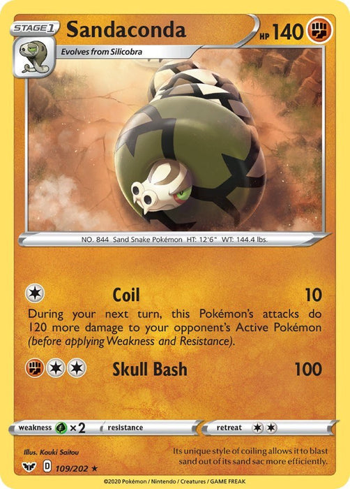 Pokemon Sandaconda (109) 109/202 SWSH01: Sword & Shield Base Set Reverse Holo - EternaCards
