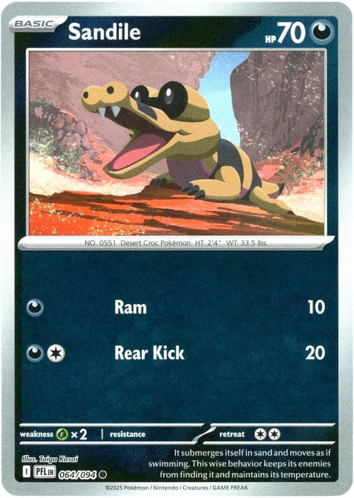 Pokemon Sandile 064/094 ME02: Phantasmal Flames Normal - Eterna Cards