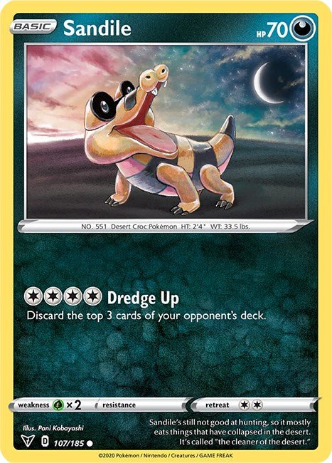 Pokemon Sandile 107/185 SWSH04: Vivid Voltage Normal - EternaCards