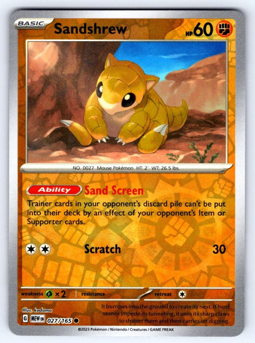 Pokemon Sandshrew 027/165 SV: Scarlet & Violet 151 Normal - Eterna Cards