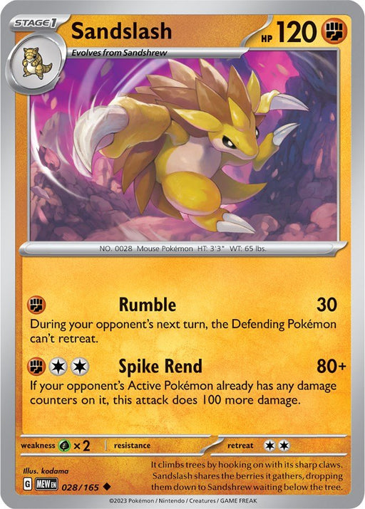 Pokemon Sandslash 028/165 SV: Scarlet & Violet 151 Normal - EternaCards