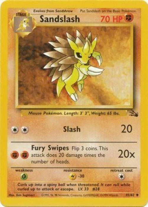 Pokemon Sandslash 41/62 Fossil Unlimited - Eterna Cards