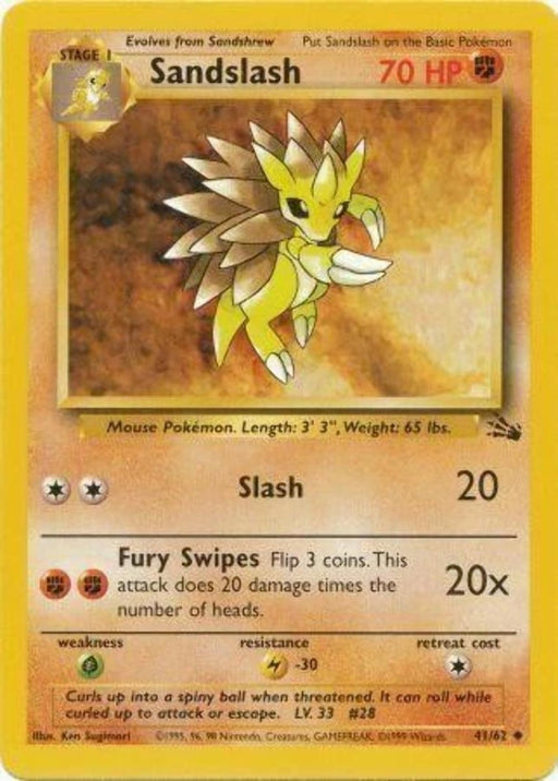 Pokemon Sandslash 41/62 Fossil Unlimited - Eterna Cards