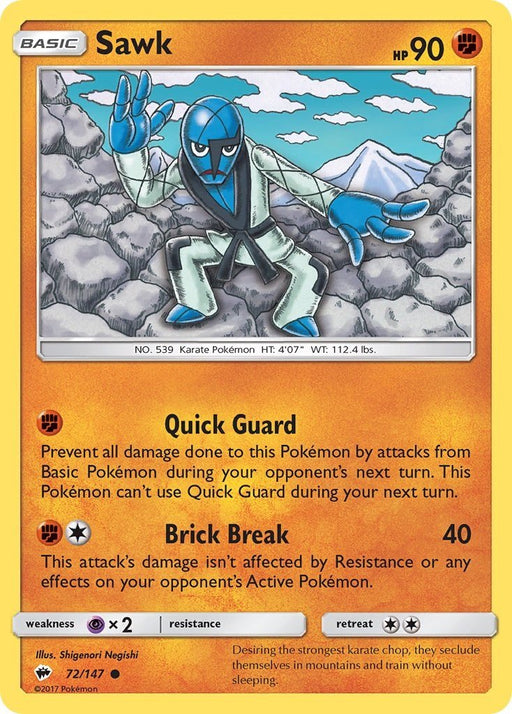 Pokemon Sawk 72/147 SM - Burning Shadows Normal - Eterna Cards