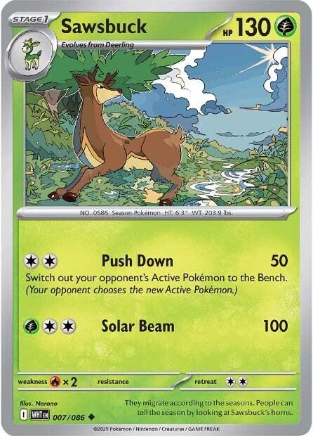 Pokemon Sawsbuck 007/086 SV: White Flare Normal - EternaCards