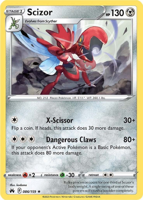 Pokemon Scizor 086/159 SWSH: Crown Zenith Reverse Holo - EternaCards