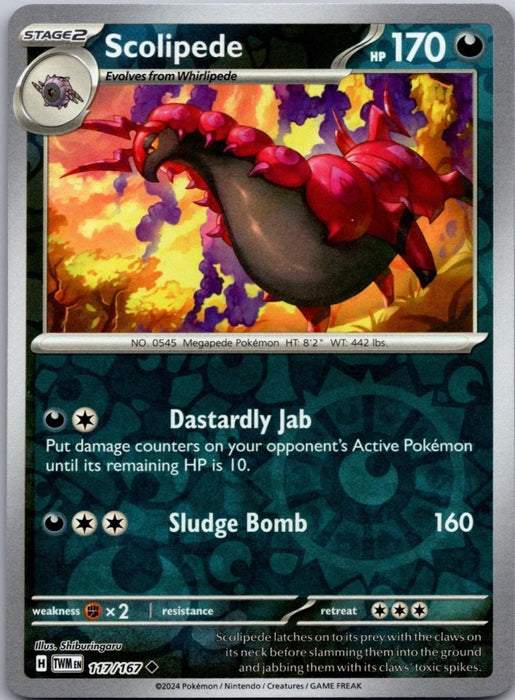 Pokemon Scolipede 117/167 SV06: Twilight Masquerade Normal - Eterna Cards