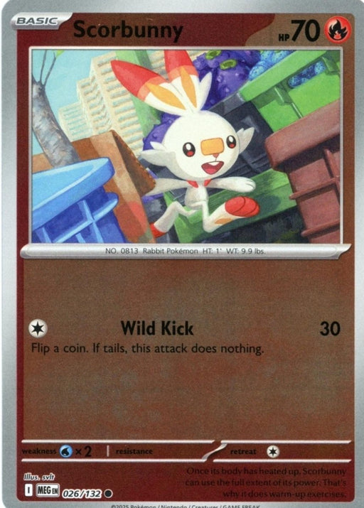 Pokemon Scorbunny 026/132 ME01: Mega Evolution Reverse Holo - Eterna Cards