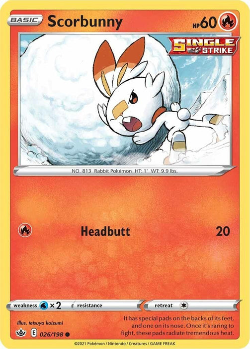 Pokemon Scorbunny 026/198 SWSH06: Chilling Reign Normal - Eterna Cards