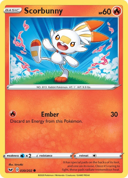 Pokemon Scorbunny (030) 030/202 SWSH01: Sword & Shield Base Set Reverse Holo - EternaCards