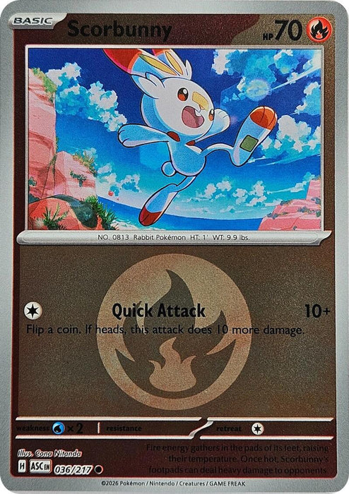 Pokemon Scorbunny - 036/217 (Energy Symbol Pattern) 036/217 ME: Ascended Heroes Reverse Holo - Eterna Cards