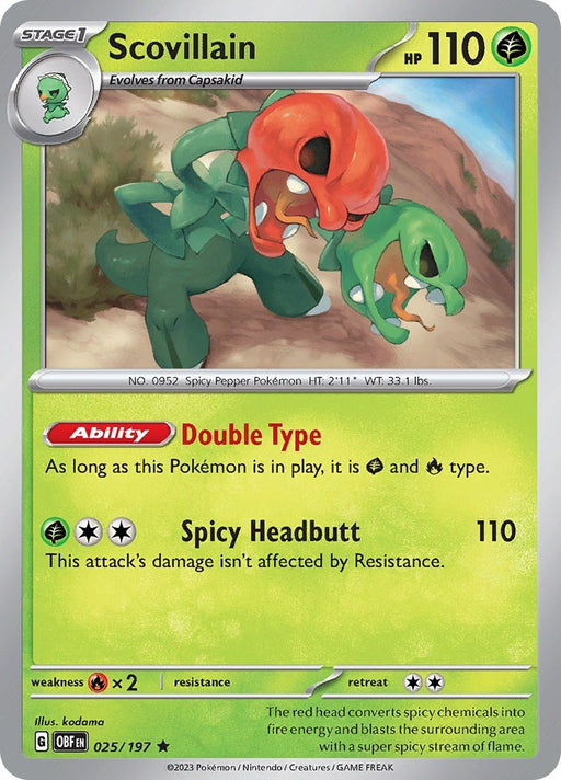 Pokemon Scovillain 025/197 SV03: Obsidian Flames Reverse Holo - EternaCards