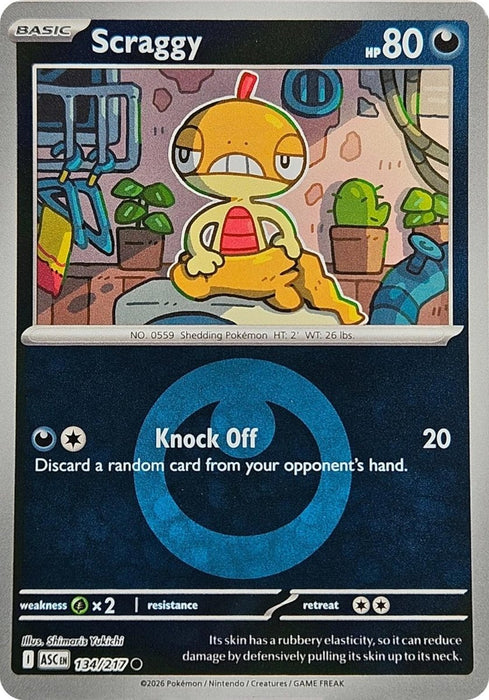 Pokemon Scraggy (Energy Symbol Pattern) 134/217 ME: Ascended Heroes Reverse Holo - Eterna Cards