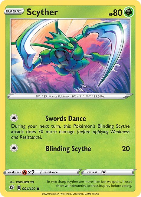 Pokemon Scyther 004/192 SWSH02: Rebel Clash Reverse Holo - EternaCards