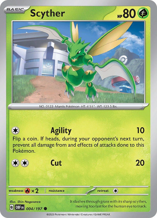 Pokemon Scyther 004/197 SV03: Obsidian Flames Reverse Holo - EternaCards