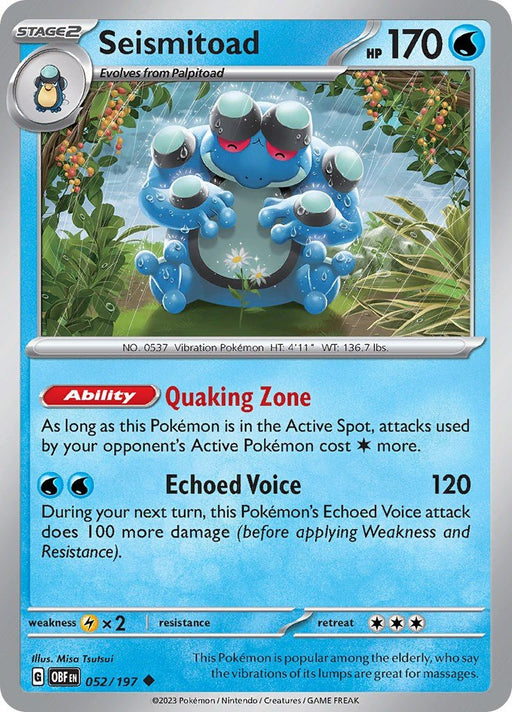 Pokemon Seismitoad 052/197 SV03: Obsidian Flames Normal - EternaCards