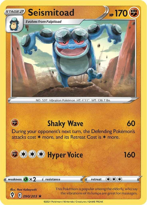 Pokemon Seismitoad 090/203 SWSH07: Evolving Skies Reverse Holo - EternaCards