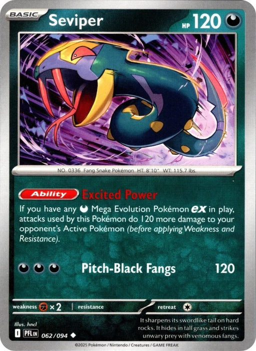 Pokemon Seviper 062/094 ME02: Phantasmal Flames Reverse Holo - EternaCards