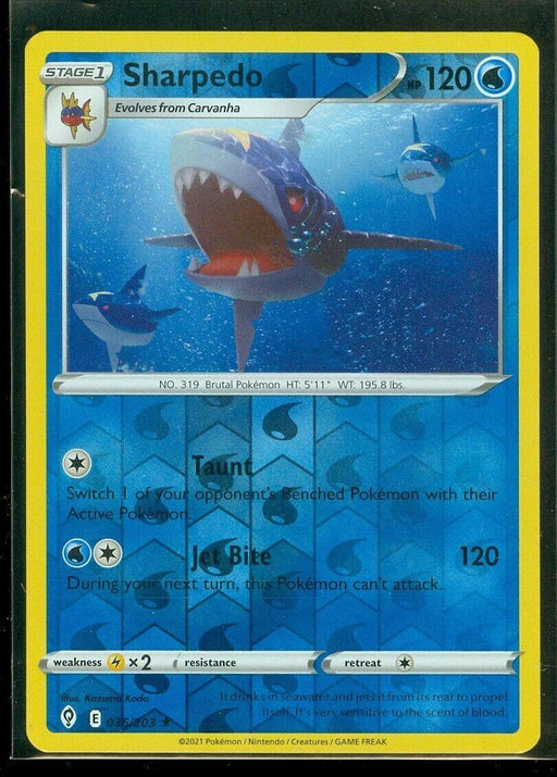 Pokemon Sharpedo 036/203 SWSH07: Evolving Skies Normal - Eterna Cards