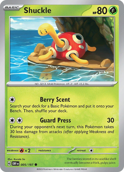 Pokemon Shuckle 005/197 SV03: Obsidian Flames Reverse Holo - EternaCards