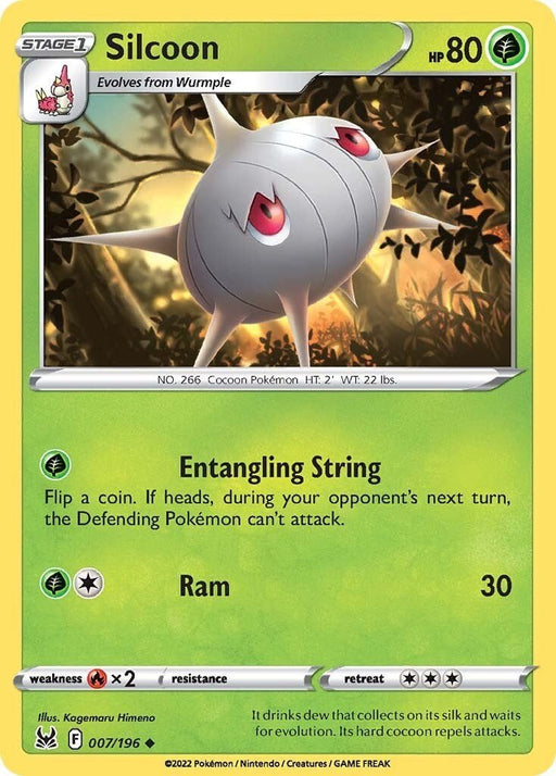 Pokemon Silcoon 007/196 SWSH11: Lost Origin Reverse Holo - EternaCards